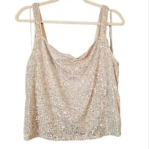 1 State Wide Strap Drape Neck Sequin Tank Women's Size Medium